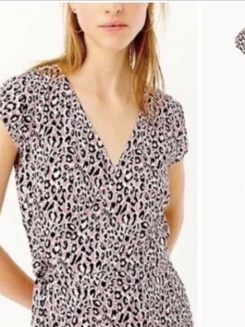 J. Crew Chic Preppy Pink Leopard Print V-Neck Wrap Midi Dress Size XXS Petite